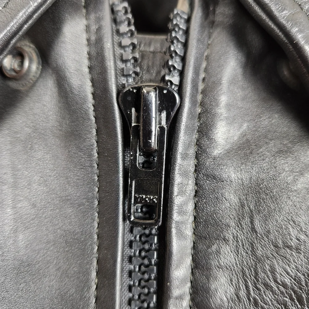 Antelope Creek Vintage Black Leather Moto Riding Jacket Braided HD Womens Size M
